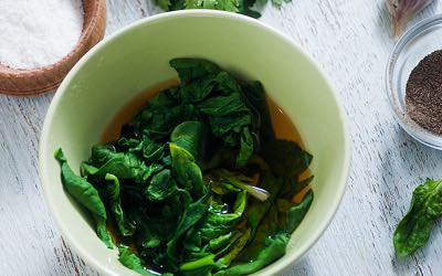 salsa de espinaca y mandarina paso2