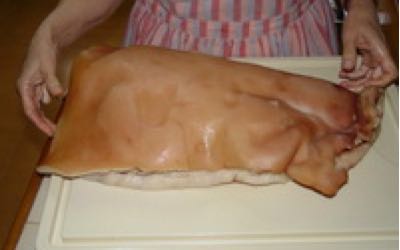 whole piglet or pig in a bag