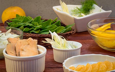 Salmon with Spinach and Tangerine